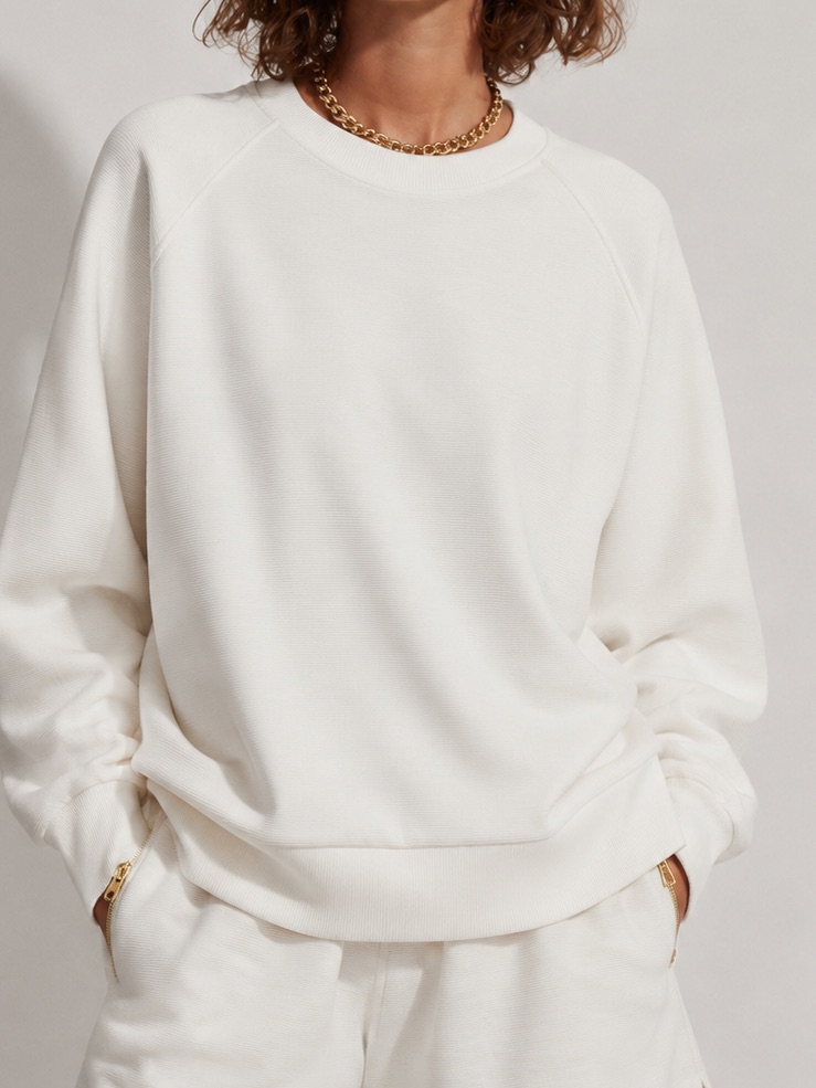Varley Goulding Side Zip Crewneck Ivory Size Small